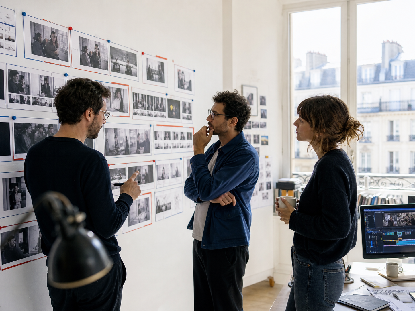 Équipe devant un storyboard